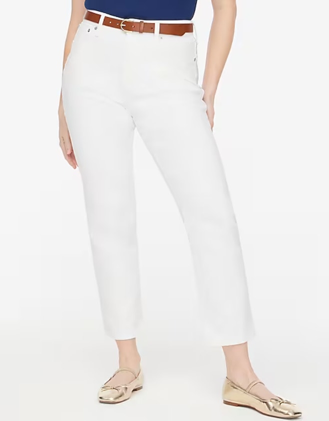 J.Crew Curvy Essential Straight Jeans Wmns 28 White Denim All Day Stretch Ankle